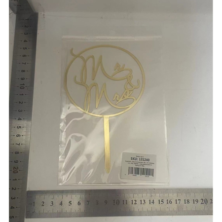 Topper Tort, , Model 2 Mr&Mrs, din Plastic, Auriu [2]