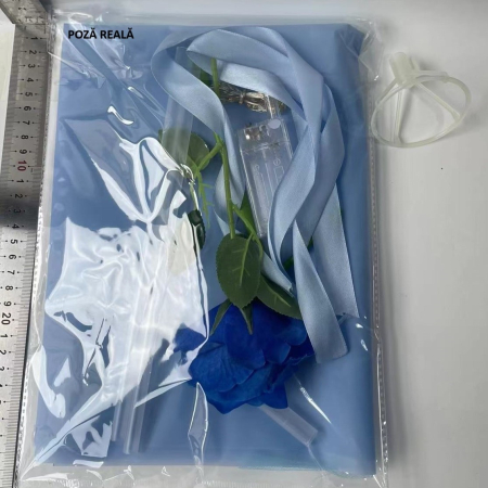 Trandafir in Balon LED cu Lumini, , Tip Buchet, Diametru 35 cm, Albastru [1]