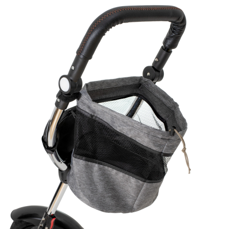 Tricicleta 3in1 105x52x94 cm, sezut rotativ 360°, roti fara aer, copertina reglabila, gri [15]