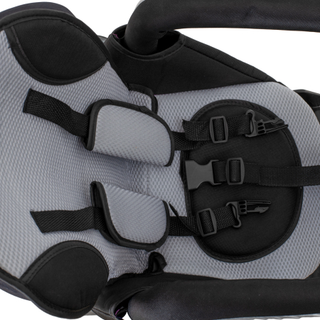 Tricicleta 3in1 105x52x94 cm, sezut rotativ 360°, roti fara aer, copertina reglabila, negru [28]