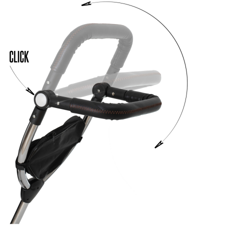 Tricicleta 3in1 105x52x94 cm, sezut rotativ 360°, roti fara aer, copertina reglabila, negru [26]