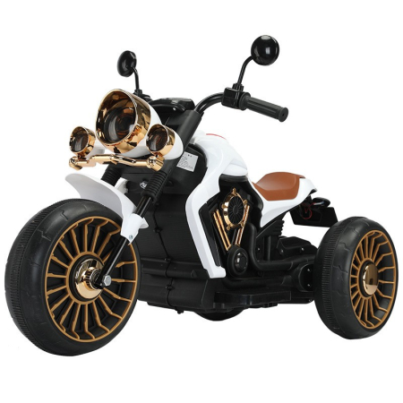 Masinute, Triciclete si Masinute Electrice - Tricicleta Electrica pentru Copii, , cu 2 Acumulatoare 380*2, 6V 4.5, Sistem Anti-Rasturnare, Sistem de Lumini si Sunet, 6-8 Ani, 93 x 48 x 63 cm, Alb Negru