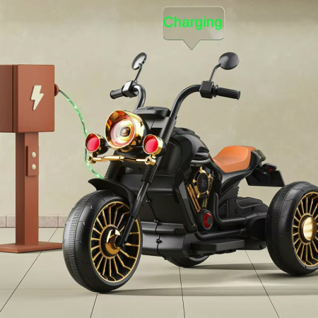 Tricicleta Electrica pentru Copii, , cu 2 Acumulatoare 380*2, 6V 4.5, Sistem Anti-Rasturnare, Sistem de Lumini si Sunet, 6-8 Ani, 93 x 48 x 63 cm, Negru [3]
