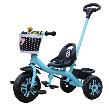 Triciclete - Tricicleta pentru Copii, , Tricicleta Model Mickey, Ghidon cu Cos pentru Depozitare, Maner Impingere, Varsta 1-5 Ani, 80 x 60 x 53 cm, Albastru