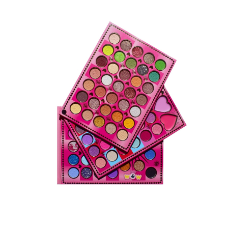 ✨TOATE PRODUSELE✨ - Trusa de Machiaj, KEVIN & COCO, Mean Girl Rose, Fard de Pleoape, Iluminator, Blush Cremos, 97 culori, 21 x 15.7 x 2.4 cm