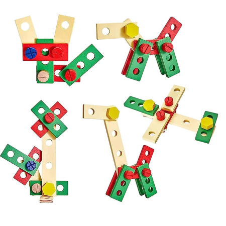 Trusa de unelte pliabila pentru copii din lemn natural , 26 unelte si accesorii [19]