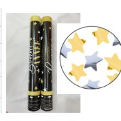 Confetti - Tub de Confetti, , Bonne Annee, 30x5 cm, Confetii Stelute din Aluminiu, Auriu/Argintiu