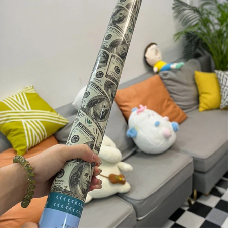 Tub de Confetti, , Money, 30x5 cm, Confetii Asortate Model Dolari, Eliberare prin Rasucire, Multicolor [5]