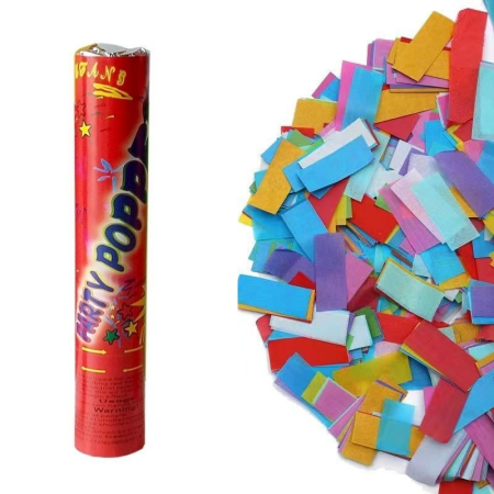 Confetti - Tub de Confetti, , Party Pooper, 40x5 cm, Confetii Asortate din Hartie, Multicolor