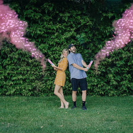 Tun Confetti, , Model Gender Reveal, Confetti Cannons, 40 cm, Ambalaj din Carton, Eliberare prin Rasucire, Roz [5]