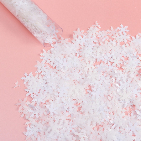 Tun de Confetti, , 30 cm, Model Fulgi de Zapada din Hartie, Ambalaj din PET, Alb [4]