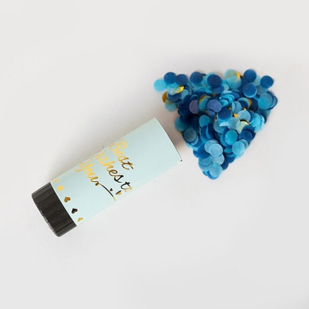 Tun de Confetti, , Best Wishes 11 x 4 cm, Model Buline din Hartie si Folie, Albastru [2]