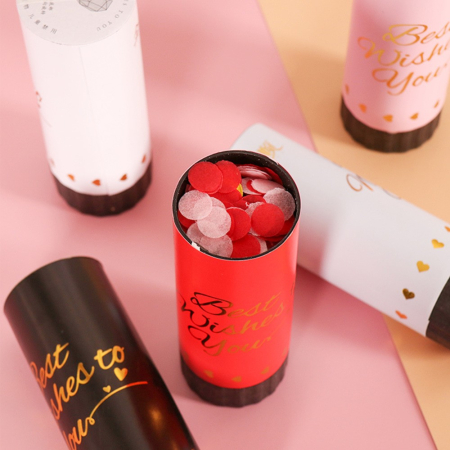 Tun de Confetti, , Best Wishes 11 x 4 cm, Model Buline din Hartie si Folie, Rosu [1]