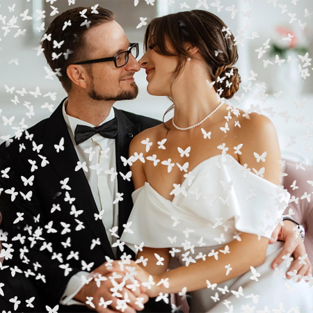 Tun de Confetti, , Confetti Cannon 40 cm, Model Fluturi din Hartie, Alb [4]