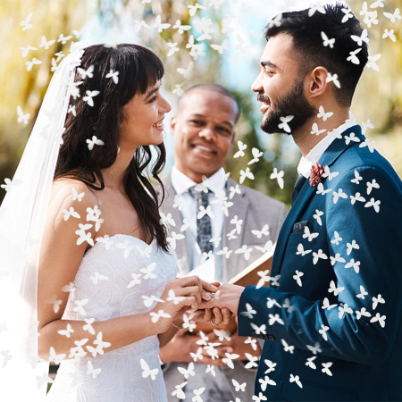 Tun de Confetti, , Confetti Cannon 40 cm, Model Fluturi din Hartie, Alb [2]