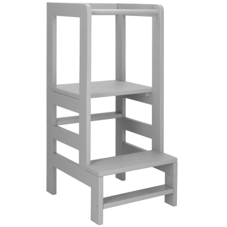 Turn de invatare inaltator multifunctional din lemn, platforma reglabila pe 3 inaltimi, 90x39x44 cm, gri [7]