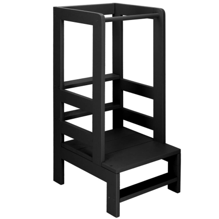 Turn de invatare inaltator multifunctional din lemn, platforma reglabila pe 3 inaltimi, 90x39x44 cm, negru [9]