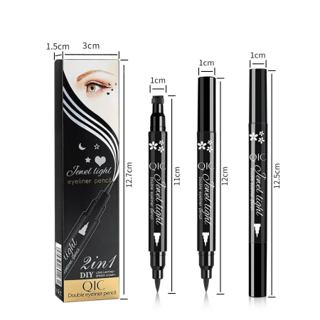Tus Lichid pentru Ochi, , 2 Capete, Eyeliner si Stampila Inima, Pentru Ochi si Corp, 50 g, Rezistent la Apa, 12.7 x 3 cm, Negru [10]