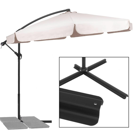 Umbrela de gradina cu brat lateral banana, cu husa, 300cm, bej [24]