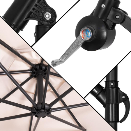 Umbrela de gradina cu brat lateral banana, cu husa, 300cm, bej [25]