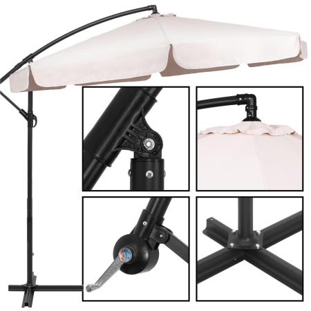 Umbrela de gradina cu brat lateral banana, cu husa, 300cm, bej [22]