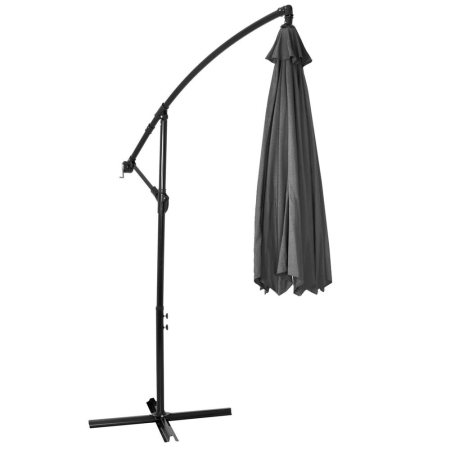 Umbrela de gradina cu brat lateral banana, cu husa, 300cm, gri [22]