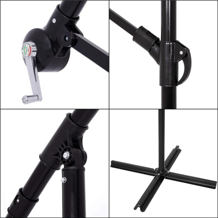 Umbrela de gradina cu brat lateral banana, cu husa, 300cm, gri [31]