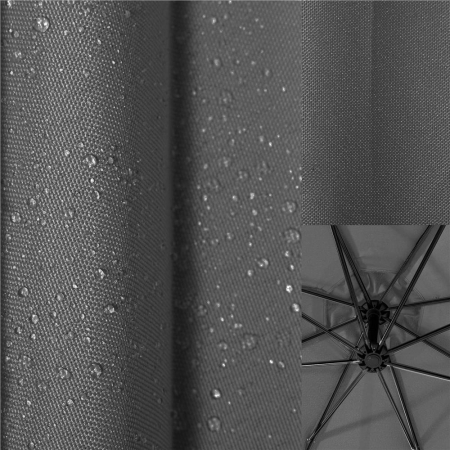 Umbrela de gradina cu brat lateral banana, cu husa, 300cm, gri [32]