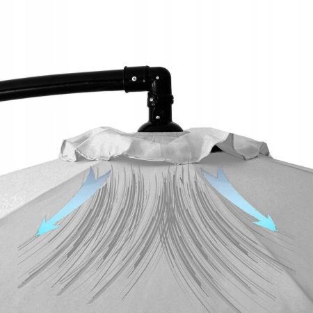 Umbrela de gradina cu brat lateral banana, cu husa, 300cm, gri deschis [11]