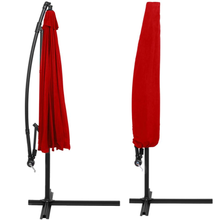 Umbrela de gradina cu brat lateral banana, cu husa, 300cm, rosu [8]