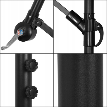 Umbrela de gradina cu brat lateral banana, cu husa, 300cm, verde [8]