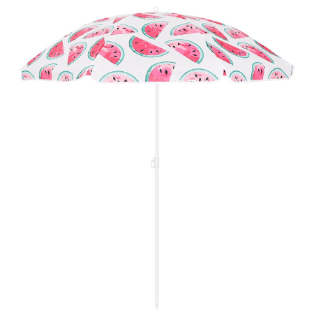 ✨TOATE PRODUSELE✨ - Umbrela de plaja 160 cm cu structura metalica, inclinare reglabila si husa transport, alb si rosu