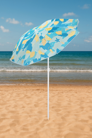 Umbrela de plaja 160 cm cu structura metalica, inclinare reglabila si husa transport, albastru si galben [12]