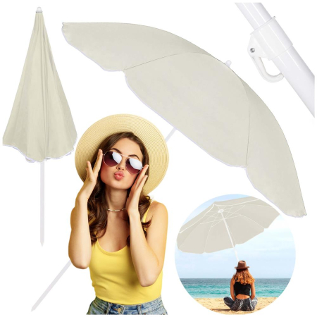 Umbrela de plaja pliabila cu inclinare reglabila, diametru 160 cm, bej [24]