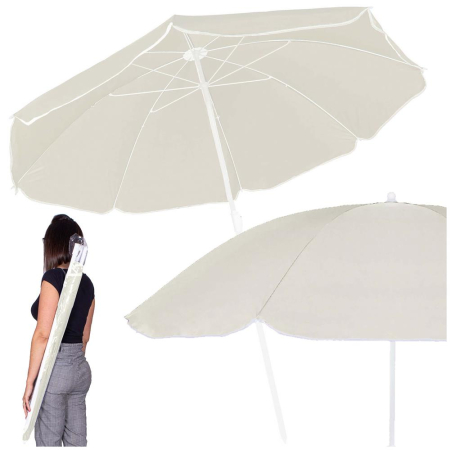 Umbrela de plaja pliabila cu inclinare reglabila, diametru 160 cm, bej [5]