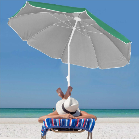 Umbrela de plaja pliabila cu inclinare reglabila, diametru 160 cm, verde [17]