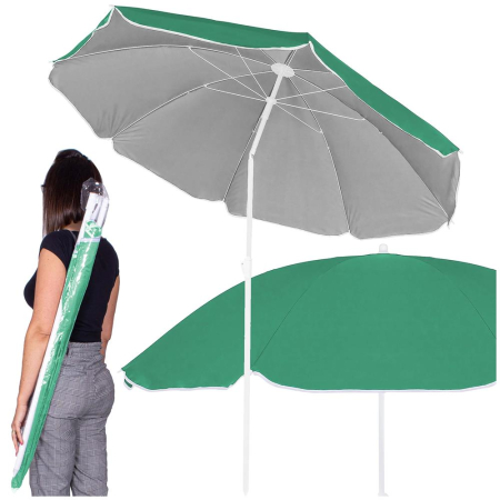 Umbrela de plaja pliabila cu inclinare reglabila, diametru 160 cm, verde [2]