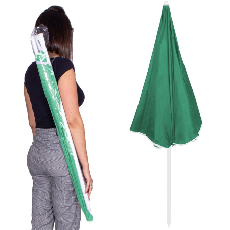 Umbrela de plaja pliabila cu inclinare reglabila, diametru 160 cm, verde [13]