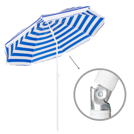 Umbrela de plaja pliabila cu inclinare reglabila, diametru 180 cm, albastru si alb [11]