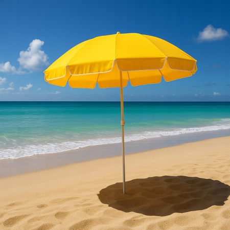 Umbrela de plaja pliabila cu protectie UV si inaltime reglabila, diametru 150 cm, galben [1]