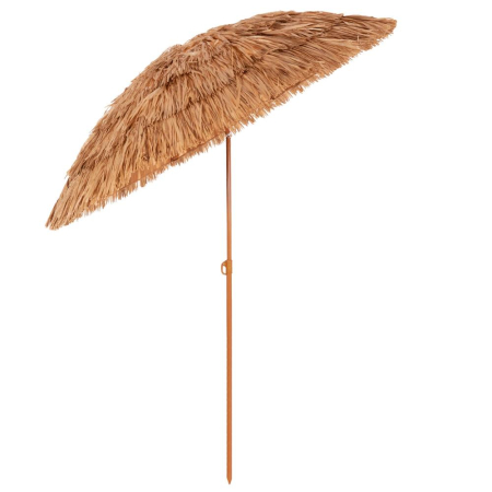 Umbrela de plaja tip hawai pliabila, cu inaltime si unghi reglabil, structura metalica, 160 cm, maro [8]