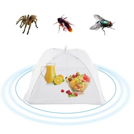 Umbrela de Protectie Impotriva Insectelor, Furnicilor si Gandacilor pentru Farfurii, Caselore si Alimente, Alb, 31cm x 31cm [5]