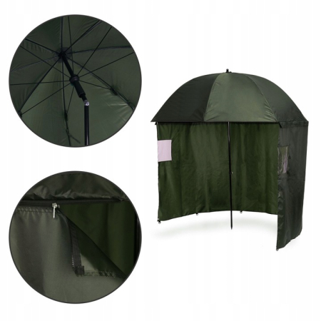 Umbrela pescuit 200x220 cm, inchidere completa cu perete detasabil, reglabil, otel si Oxford impermeabil, verde [7]