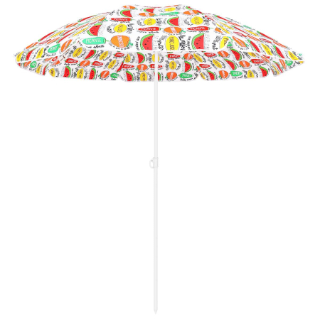 ✨TOATE PRODUSELE✨ - Umbrela plaja 180 cm cu imprimeu fructe, structura otel, reglabila pe inaltime si inclinare, multicolor