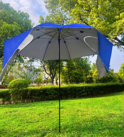 Umbrela plaja 3in1 215x205 cm, cu paravan lateral, fereastra si husa transport, material UV, albastru [1]