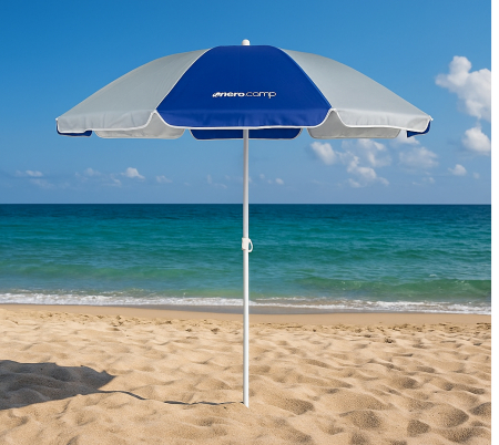 Umbrela plaja sau balcon cu inclinare, tija metalica, 160 cm, alb-albastru [3]