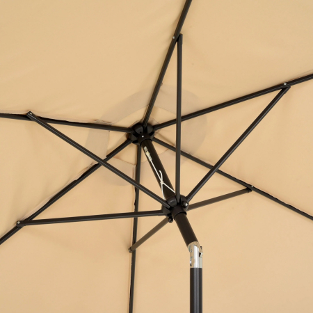Umbrela rotunda de soare pentru terasa, diametru 2.70 m, inclinare, manivela, crem [5]