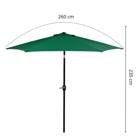 Umbrela terasa gradina, cu manivela si inclinare, diametru 250cm, Verde [9]