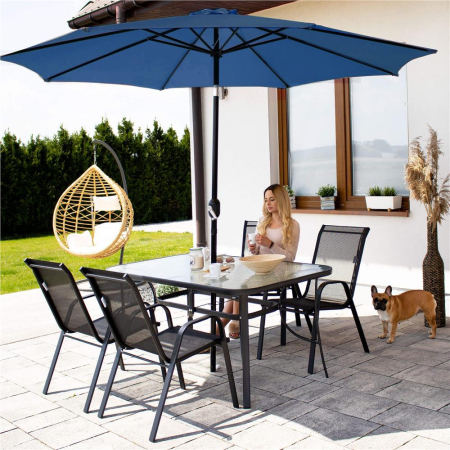 Umbrela terasa gradina, cu manivela si inclinare, diametru 300cm, Albastru [5]