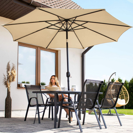 Umbrela terasa gradina, cu manivela si inclinare, diametru 300cm, Taupe [2]